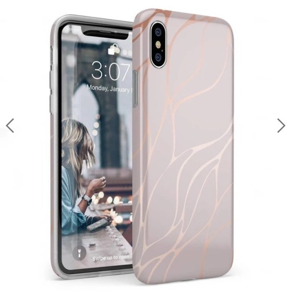 Casely Other - NEW Casely iPhone XS Max Pink and Gold Metallic Waves Case